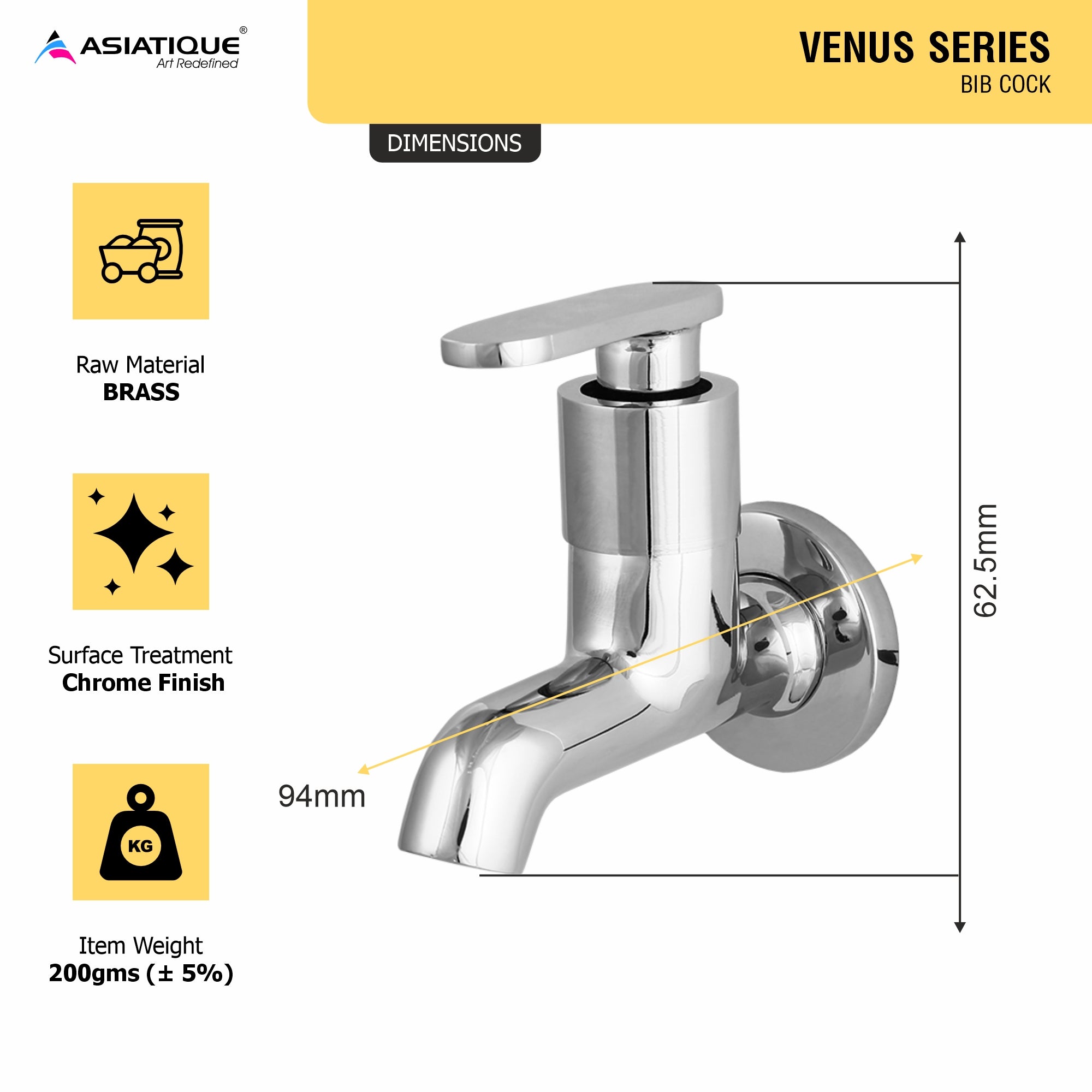 Asiatique  Bib Cock  (V-003), Venus Series Premium Faucets & Mixers