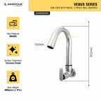 Asiatique Sink Cock With Swivel 'J' Spout Wall Mounted (V-008), Venus Series Premium Faucets & Mixers
