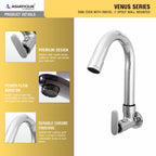 Asiatique Sink Cock With Swivel 'J' Spout Wall Mounted (V-008), Venus Series Premium Faucets & Mixers