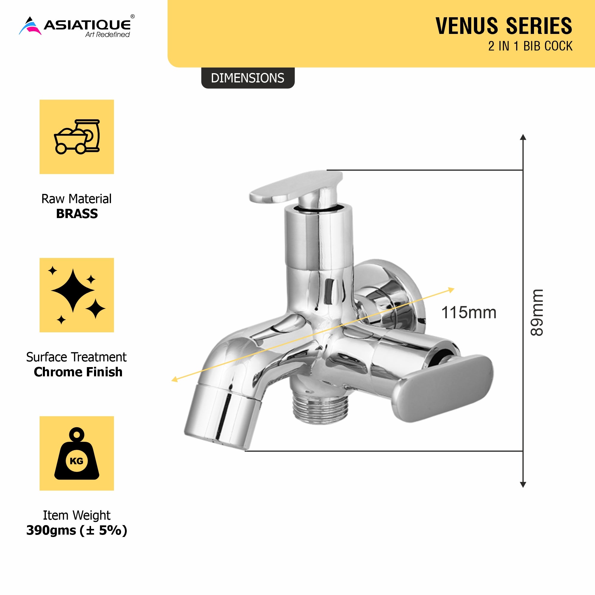 Asiatique 2 in 1 Bib Cock   (V-015), Venus Series Premium Faucets & Mixers