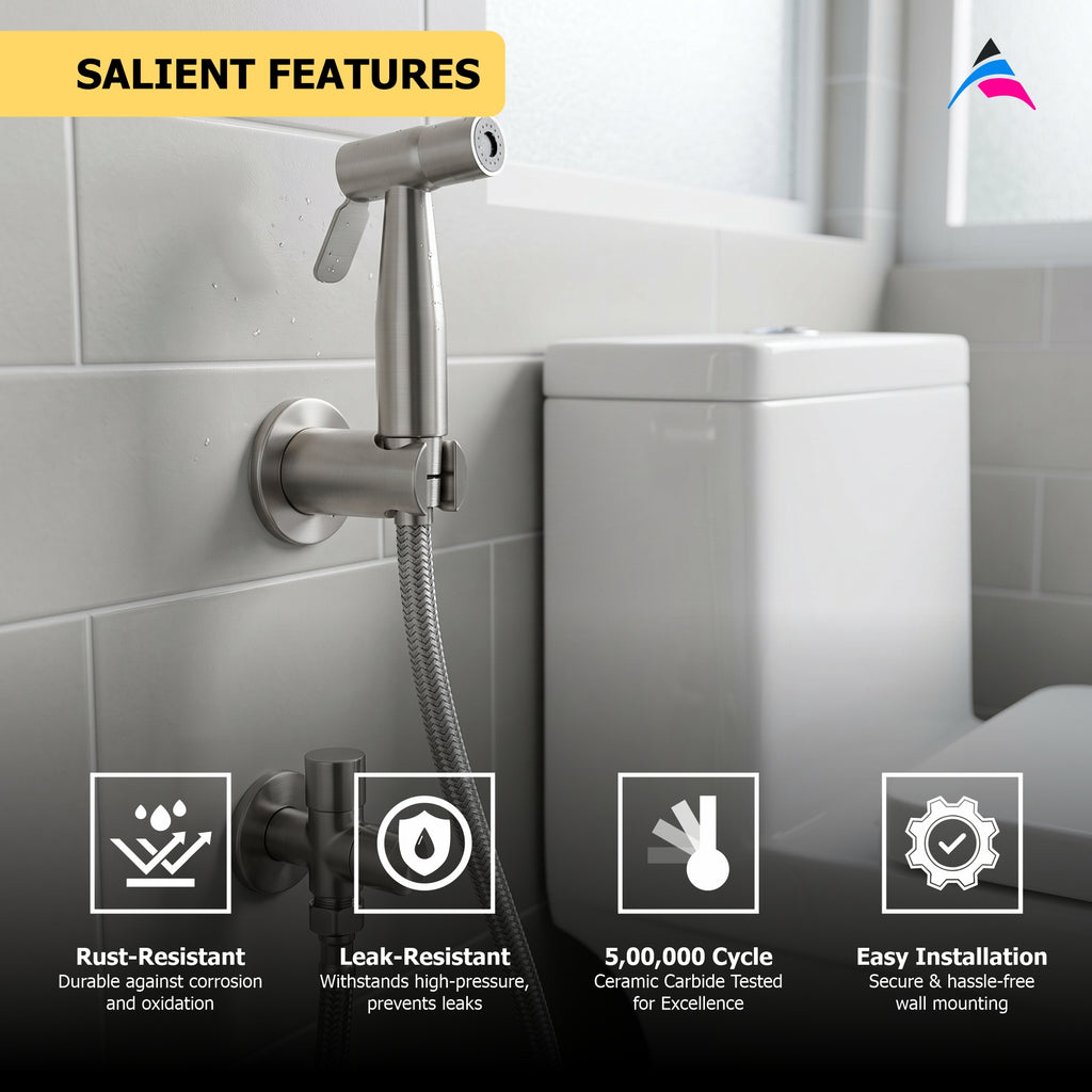 Asiatique X-006 Shattaf Set | Handheld Health Faucet Spray Set | Premium Bathroom Fitting