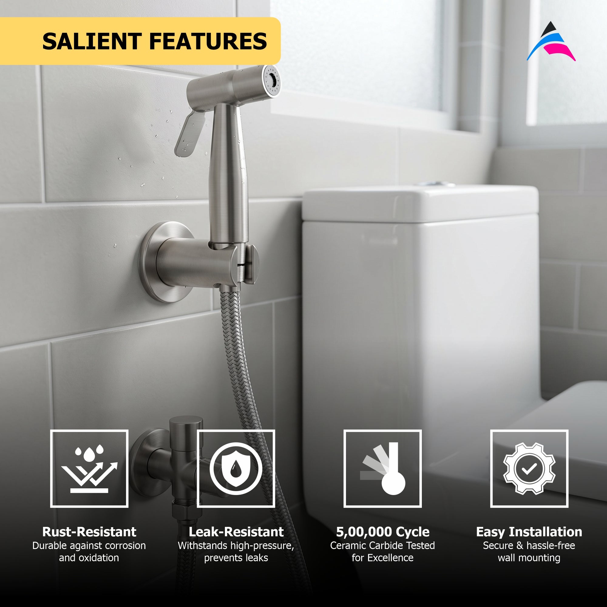 Asiatique X-006 Shattaf Set | Handheld Health Faucet Spray Set | Premium Bathroom Fitting