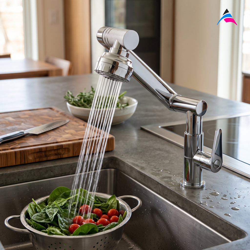 Asiatique X-007 Single Cold Multi-Functional Kitchen Faucet | Pull Out Series | Premium Chrome Finish