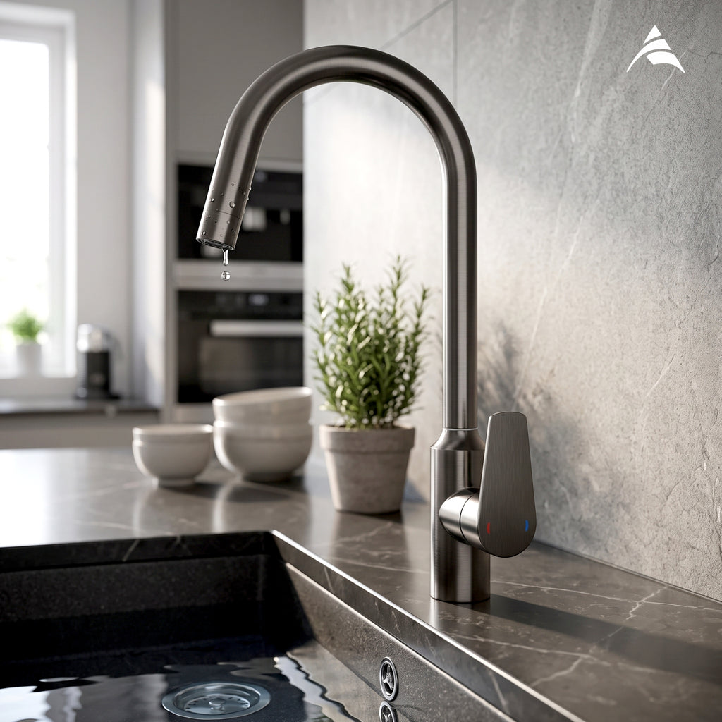 Asiatique X-008 S/L B/M Water Kitchen Faucet Grey | Pull Out Series | Premium Hot & Cold Kitchen Mixer Tap