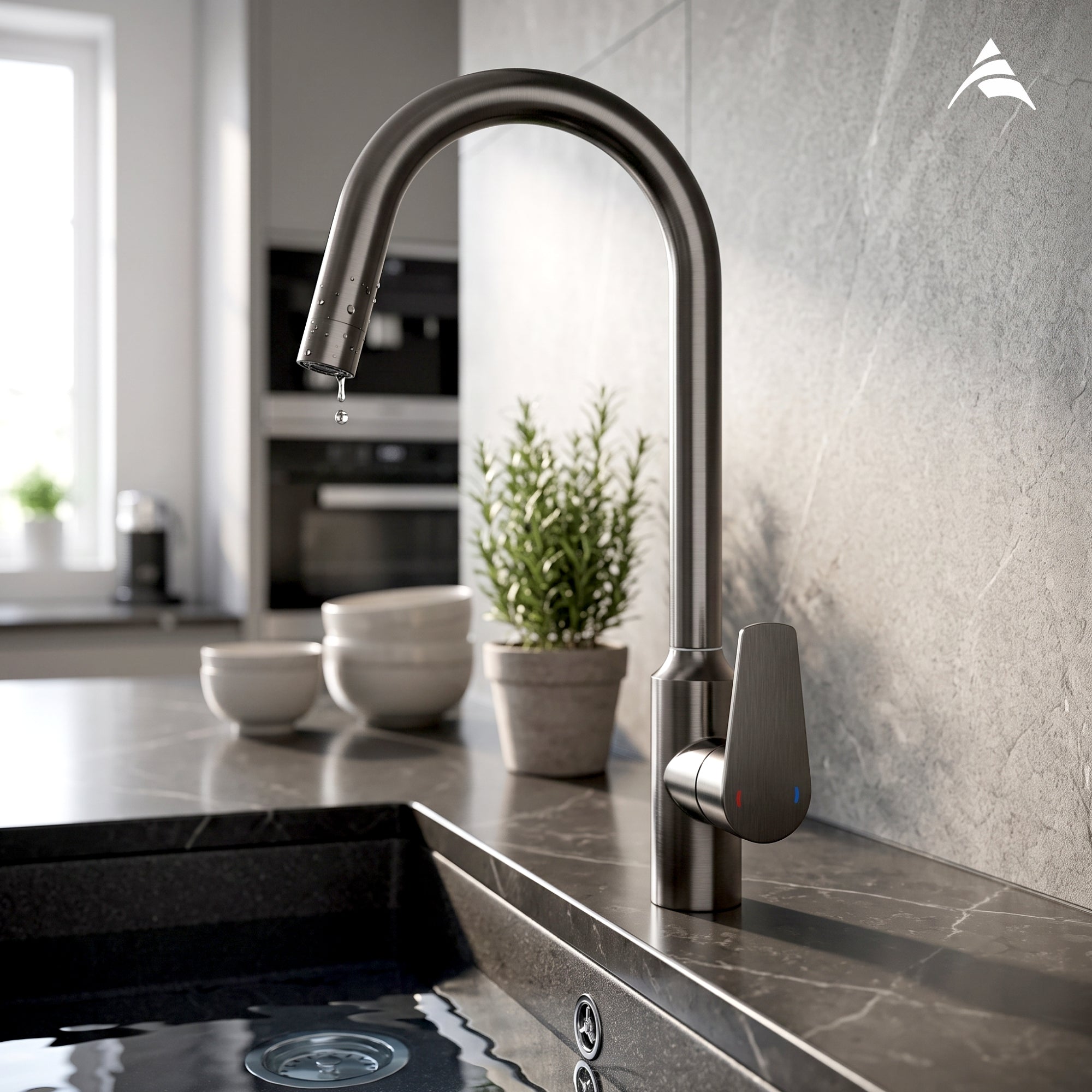 Asiatique X-008 S/L B/M Water Kitchen Faucet Grey | Pull Out Series | Premium Hot & Cold Kitchen Mixer Tap