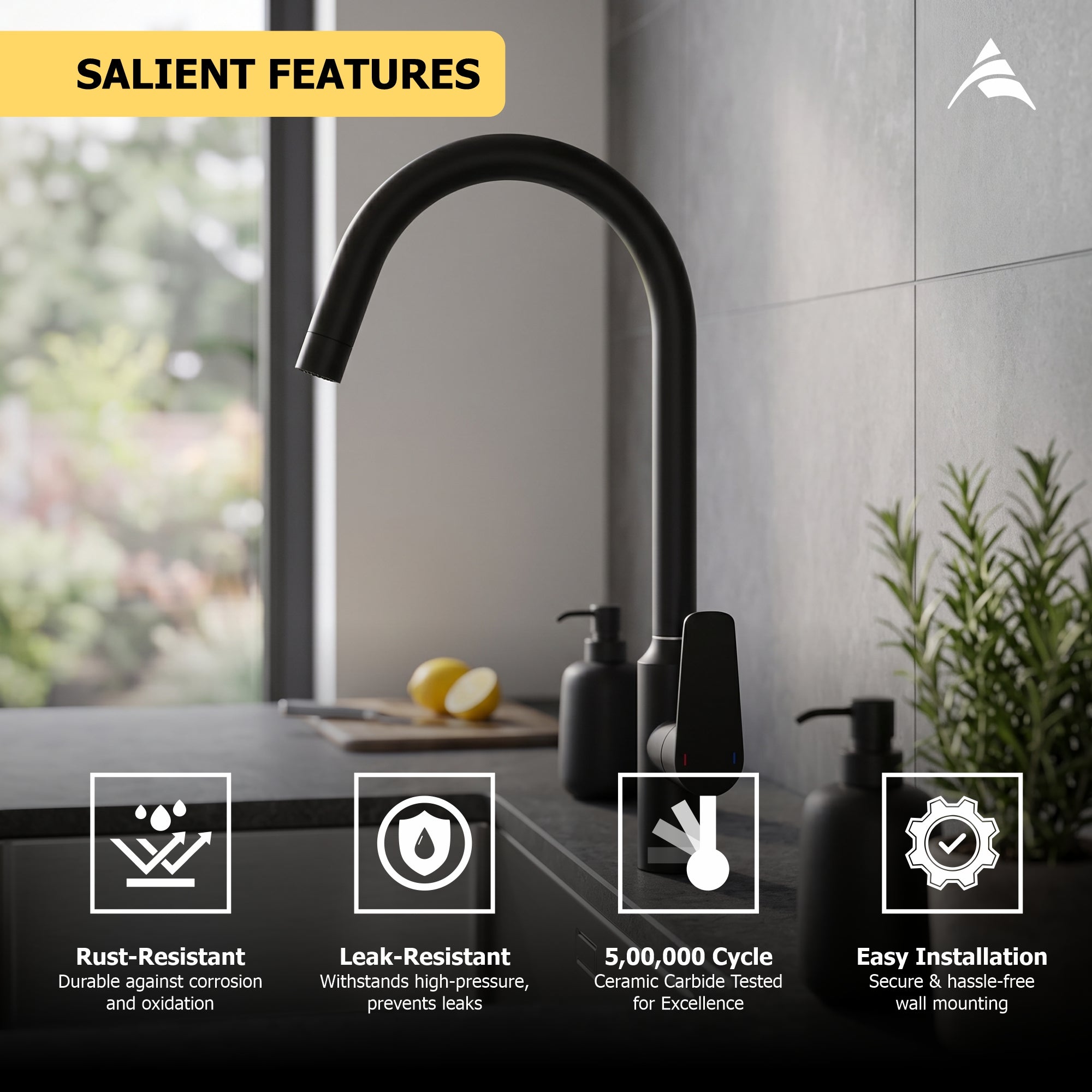 Asiatique X-009 S/L B/M Pull Down Kitchen Faucet Black | Single Lever Kitchen Mixer | Pull Out Series