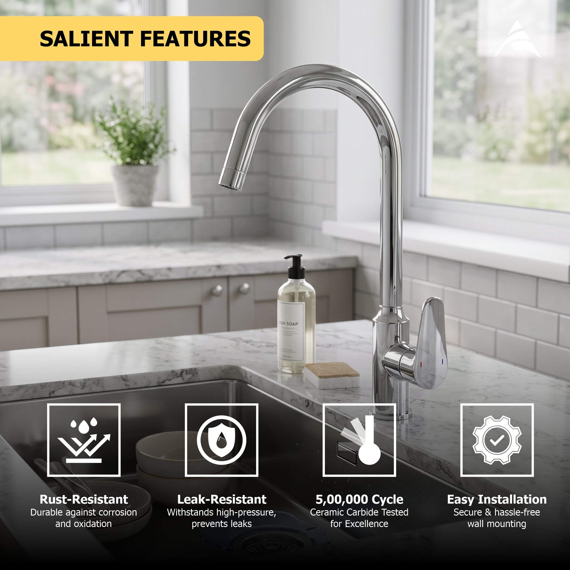 Asiatique X-010 S/L B/M Pull Down Kitchen Faucet Chrome | Single Lever Kitchen Mixer | Pull Out Series