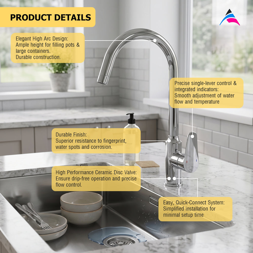 Asiatique X-010 S/L B/M Pull Down Kitchen Faucet Chrome | Single Lever Kitchen Mixer | Pull Out Series