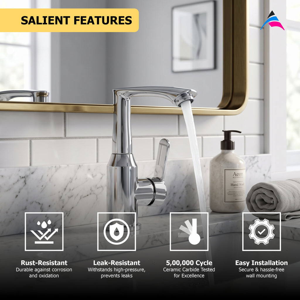 Asiatique X-011 Single Cold Basin Faucet Chrome | Modern Single Lever Faucet | Pull Out Series
