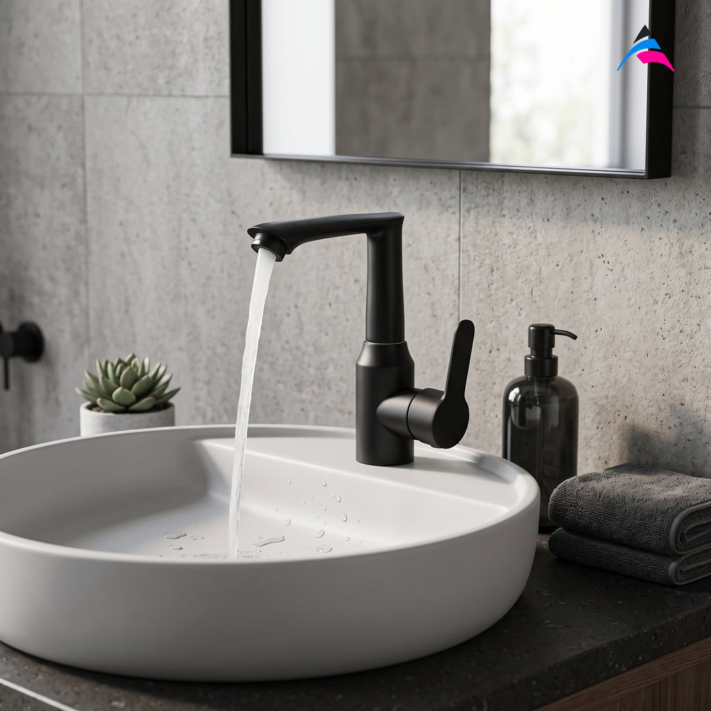 Asiatique X-013 Single Cold Basin Faucet Black | Modern Single Lever Basin Tap | Pull Out Series