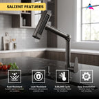Asiatique X-014 Single Cold Multi-Functional Pull-Out Kitchen Faucet Grey | Premium Gunmetal Finish | Pull Out Series
