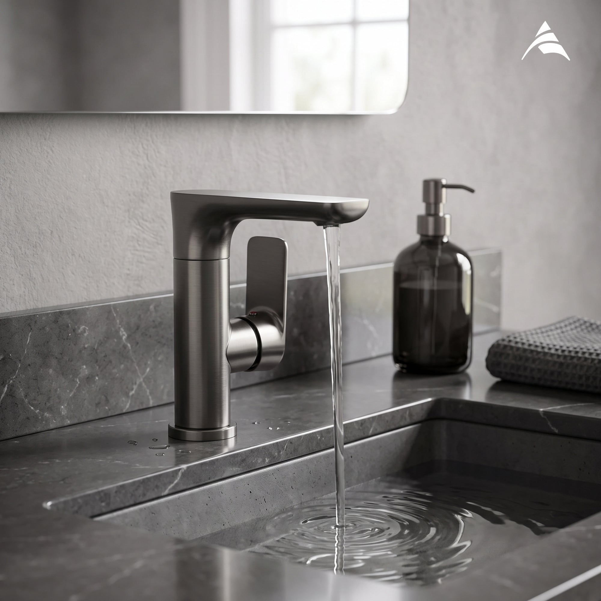 Asiatique X-016 S/L B/M Mixer Faucet Grey | Single Lever Hot & Cold Basin Mixer | Pull Out Series