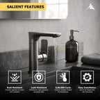 Asiatique X-016 S/L B/M Mixer Faucet Grey | Single Lever Hot & Cold Basin Mixer | Pull Out Series