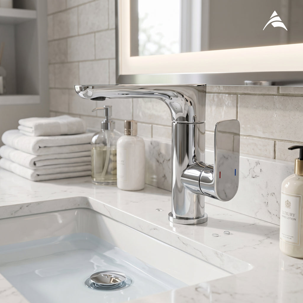 Asiatique X-017 Single Lever Basin Mixer Faucet Chrome | Hot & Cold Water Mixer Tap | Pull Out Series