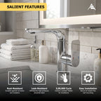 Asiatique X-017 Single Lever Basin Mixer Faucet Chrome | Hot & Cold Water Mixer Tap | Pull Out Series