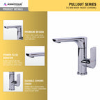 Asiatique X-017 Single Lever Basin Mixer Faucet Chrome | Hot & Cold Water Mixer Tap | Pull Out Series