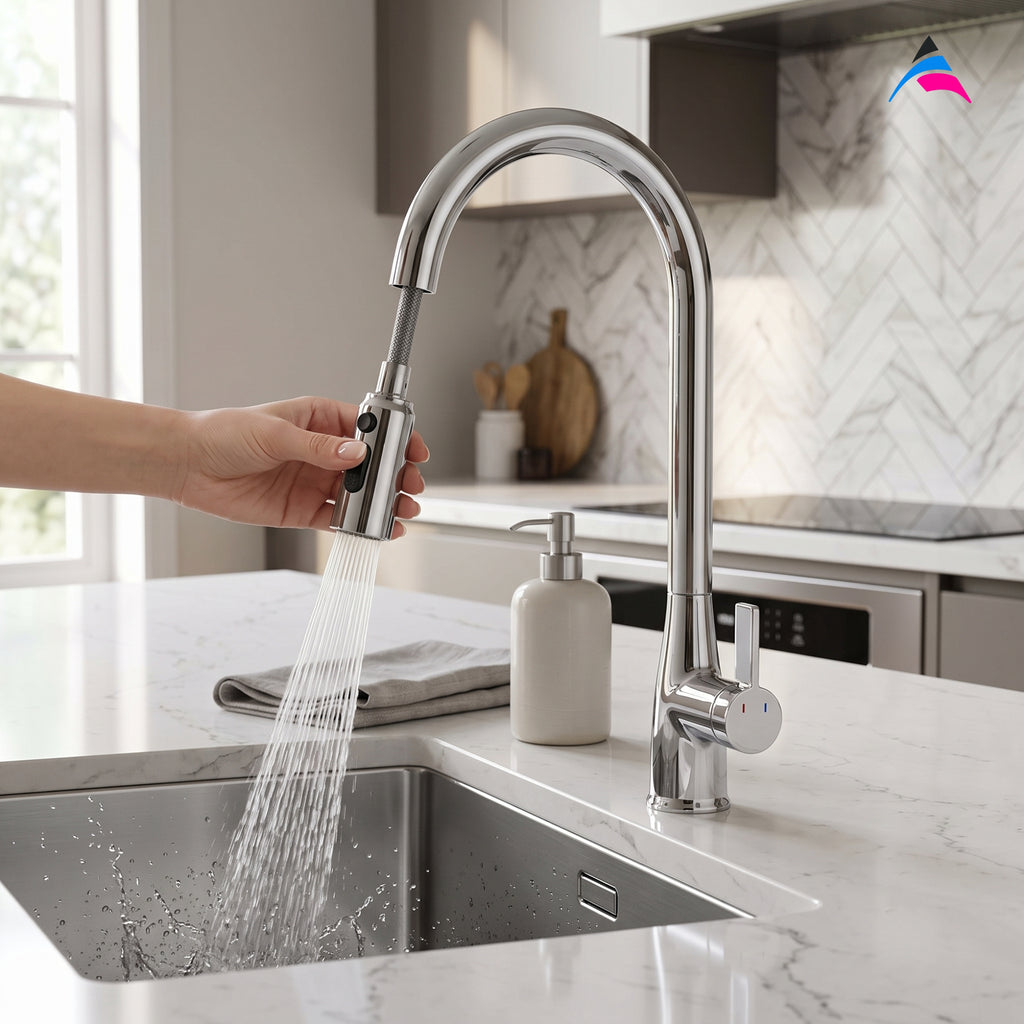 Asiatique X-018 S/L B/M Pull Down Kitchen Faucet Chrome | Premium Kitchen Mixer Faucet | Pull Out Series