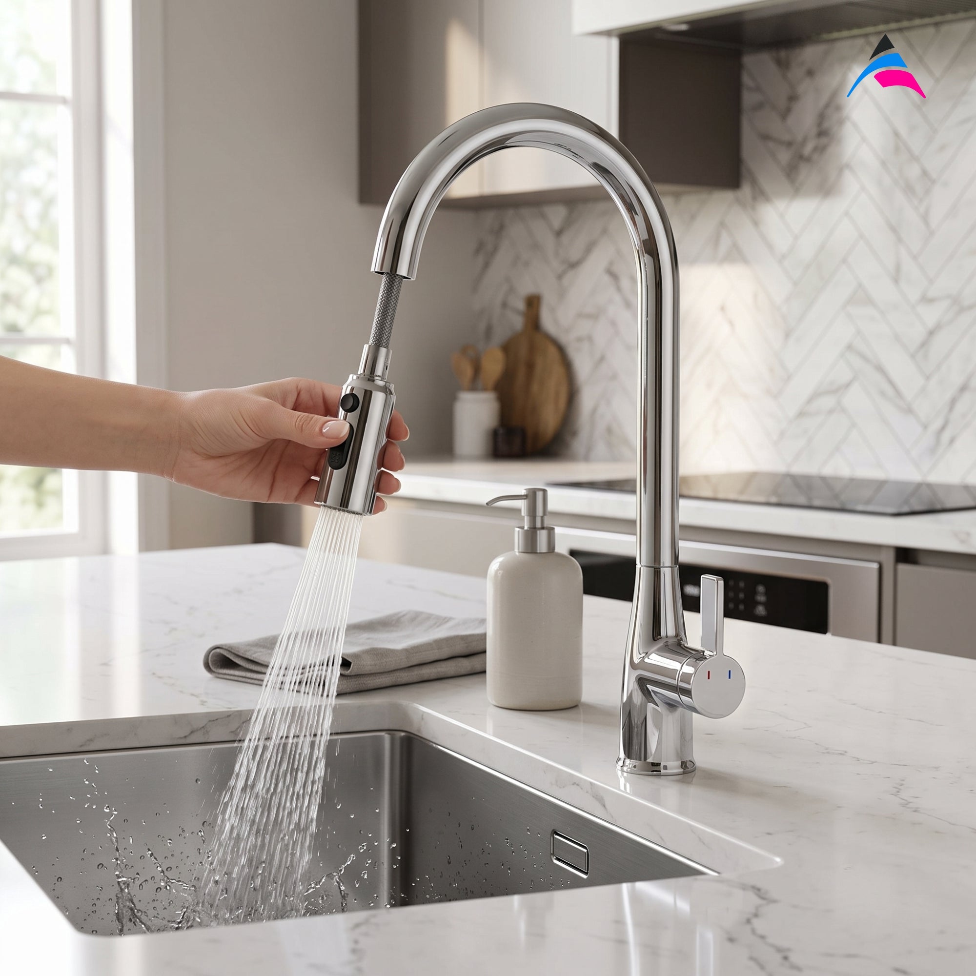 Asiatique X-018 S/L B/M Pull Down Kitchen Faucet Chrome | Premium Kitchen Mixer Faucet | Pull Out Series