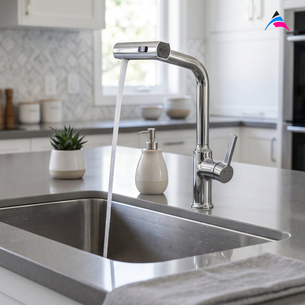 Asiatique X-019 S/L B/M Pull Down Kitchen Faucet Chrome | Modern Single Lever Kitchen Mixer | Pull Out Series