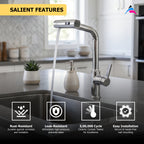 Asiatique X-019 S/L B/M Pull Down Kitchen Faucet Chrome | Modern Single Lever Kitchen Mixer | Pull Out Series