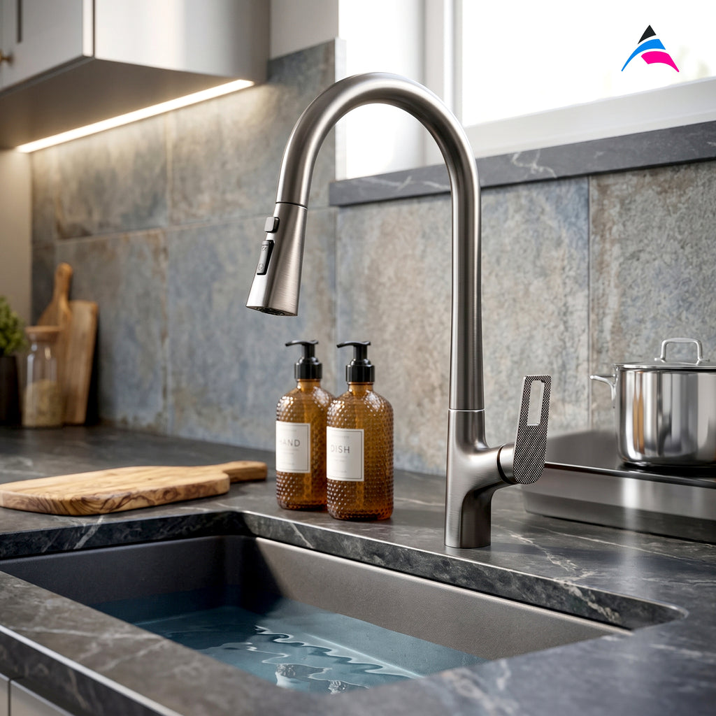 Asiatique X-020 S/L B/M Pull Down Kitchen Faucet Grey | Pull-Out Series | Dual Spray Kitchen Mixer Tap