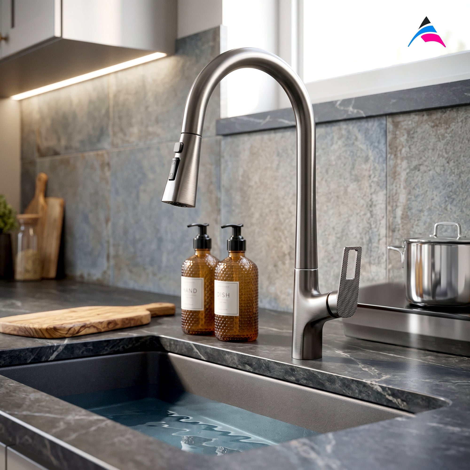 Asiatique X-020 S/L B/M Pull Down Kitchen Faucet Grey | Pull-Out Series | Dual Spray Kitchen Mixer Tap