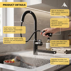 Asiatique X-022 Multi-Function Pull Down Kitchen Faucet Black | Single Lever Kitchen Mixer | Pull Out Series