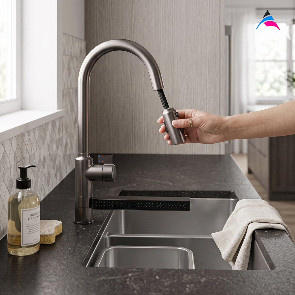 Asiatique X-023 Multi-Function Pull Down Kitchen Faucet Grey | Single Lever Kitchen Mixer | Pull Out Series
