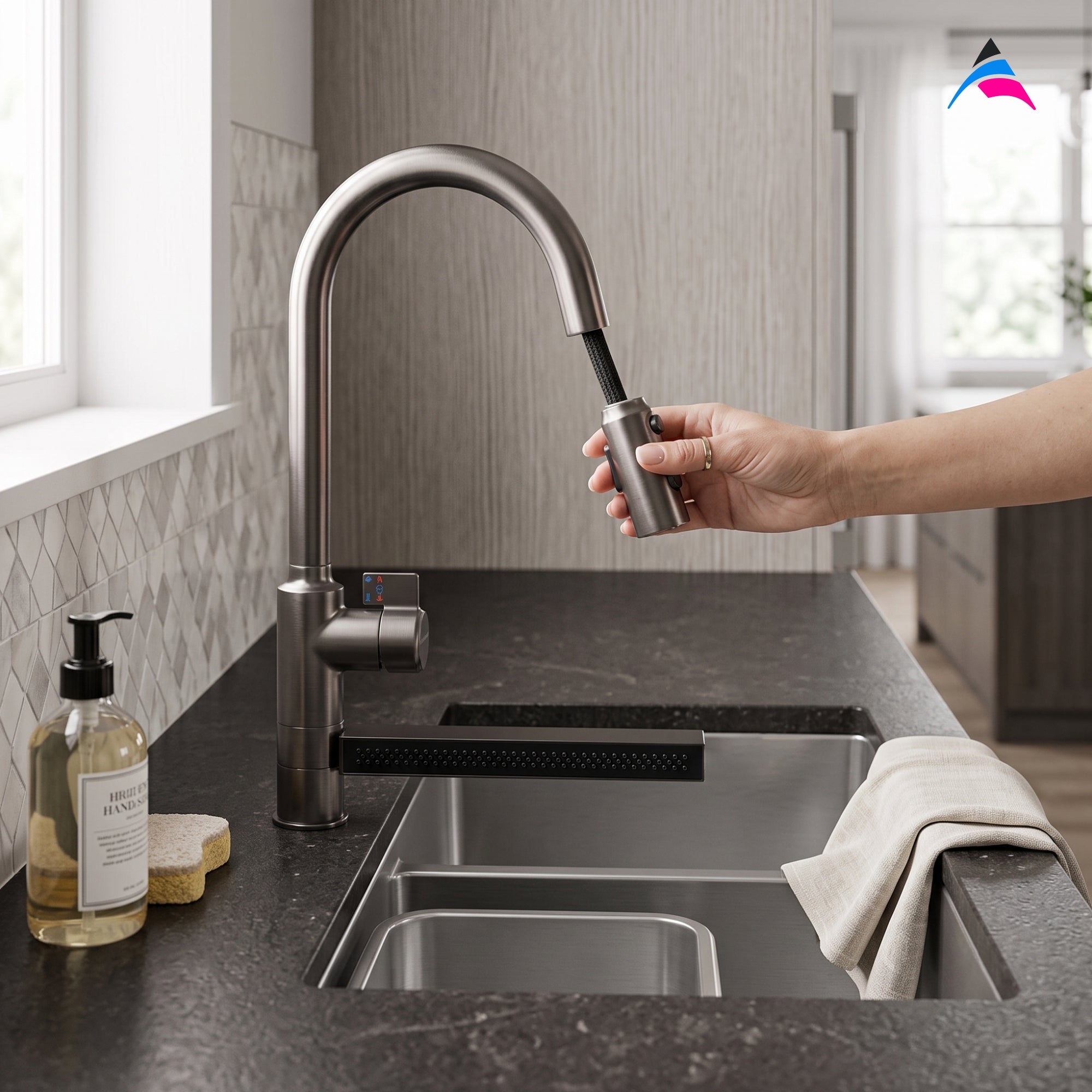 Asiatique X-023 Multi-Function Pull Down Kitchen Faucet Grey | Single Lever Kitchen Mixer | Pull Out Series
